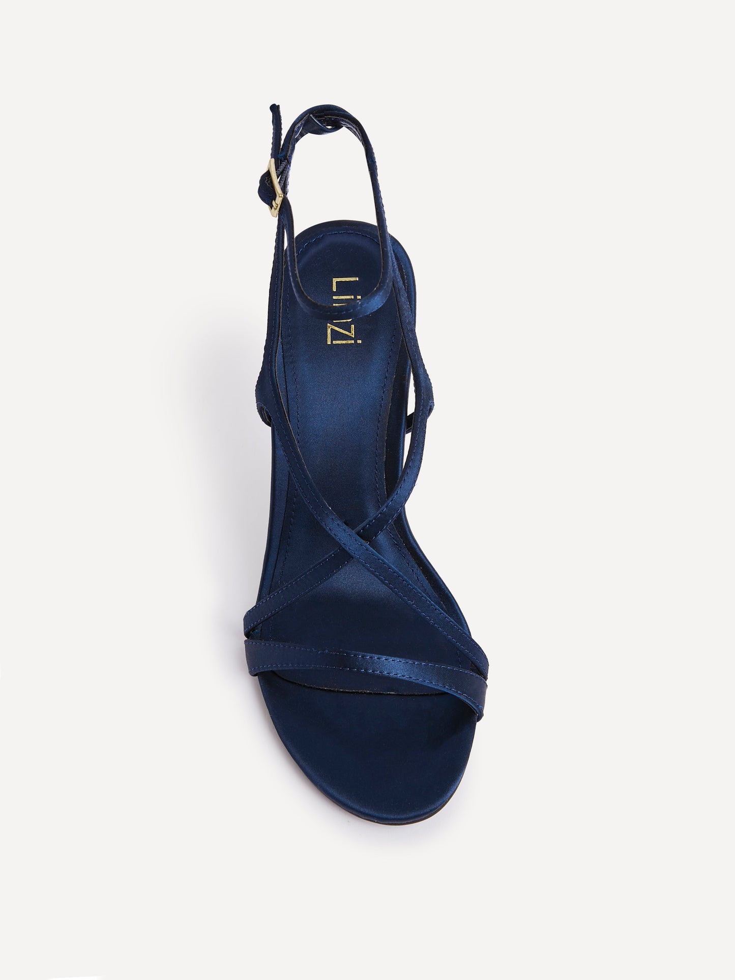 Taliya Navy Satin Strappy Stiletto Heels