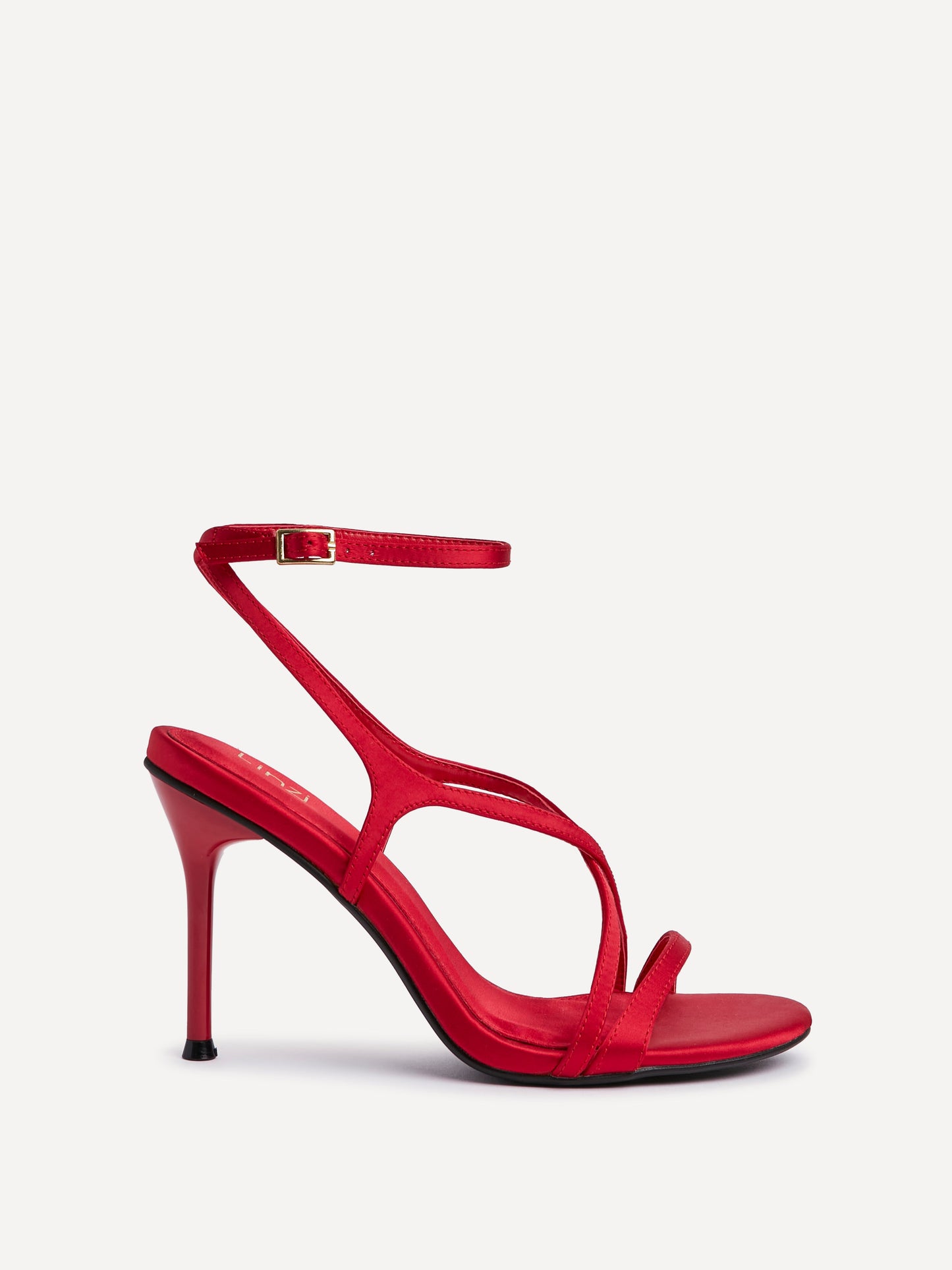 Taliya Red Satin Strappy Stiletto Heels