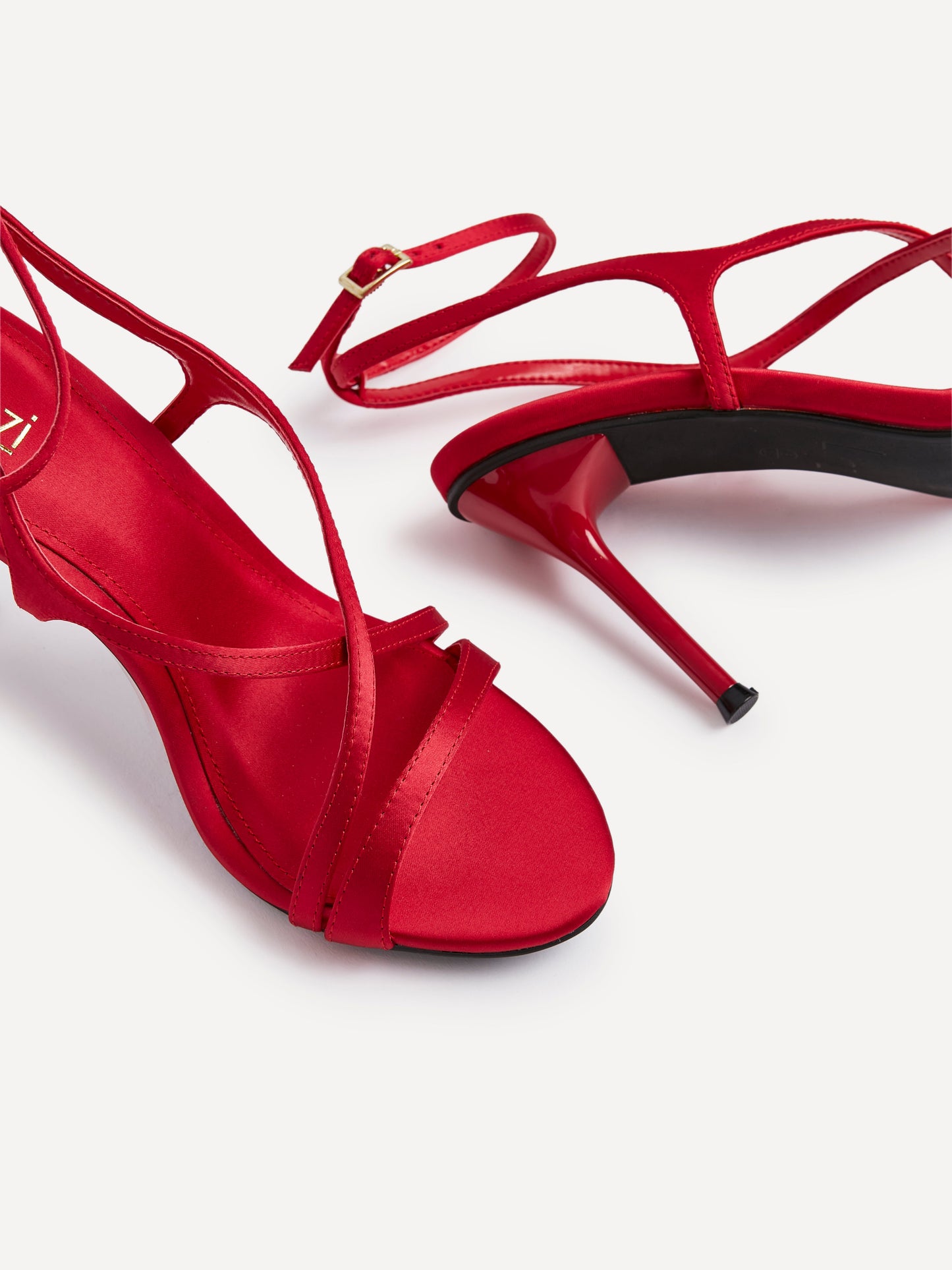 Taliya Red Satin Strappy Stiletto Heels