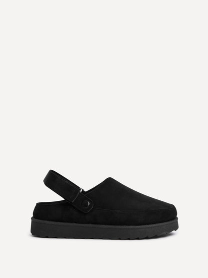 Teddy Black Faux Fur Clogs
