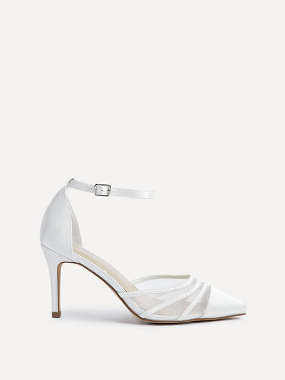 Tianey Wide Fit Bridal Ivory Mesh Court Heels