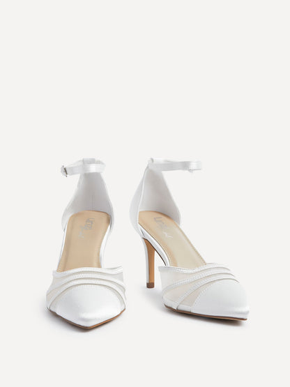 Tianey Wide Fit Bridal Ivory Mesh Court Heels