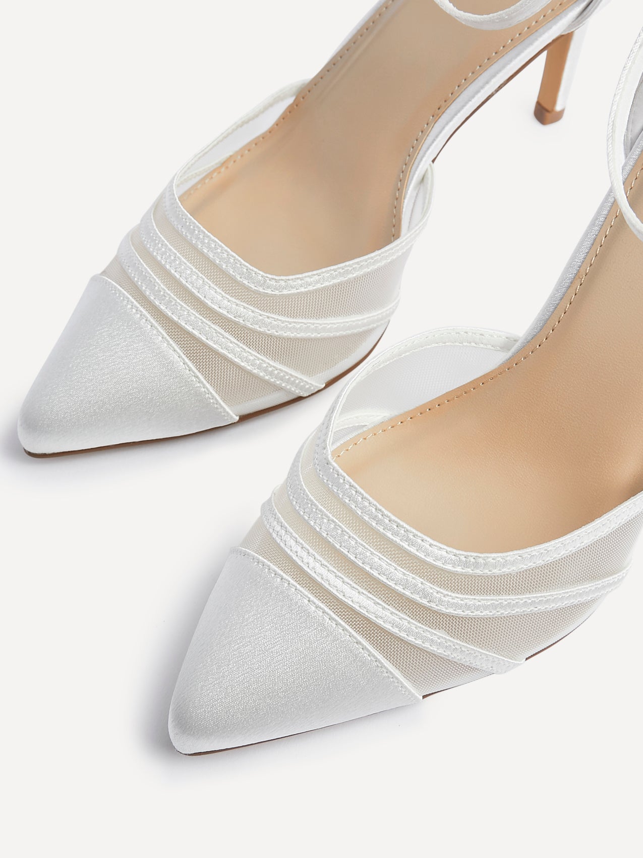 Tianey Wide Fit Bridal Ivory Mesh Court Heels