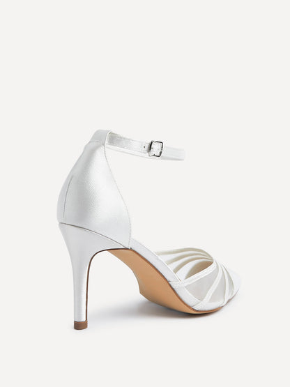 Tianey Wide Fit Bridal Ivory Mesh Court Heels