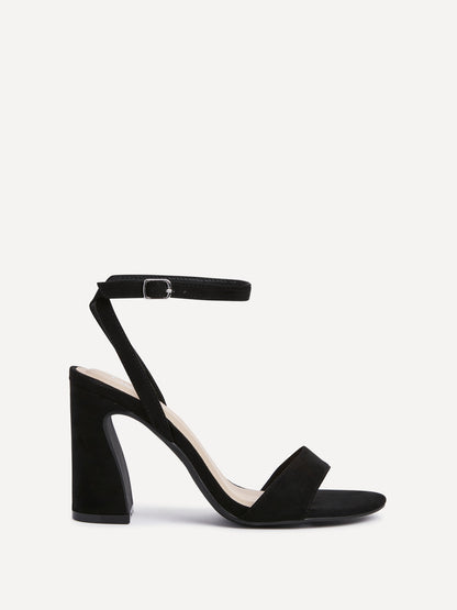 Trance Black Faux Suede Block Heels
