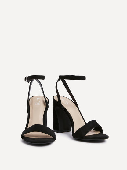 Trance Black Faux Suede Block Heels