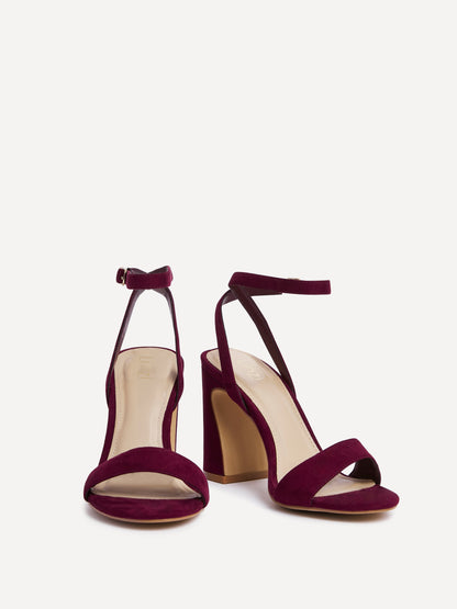 Trance Burgundy Faux Suede Block Heels