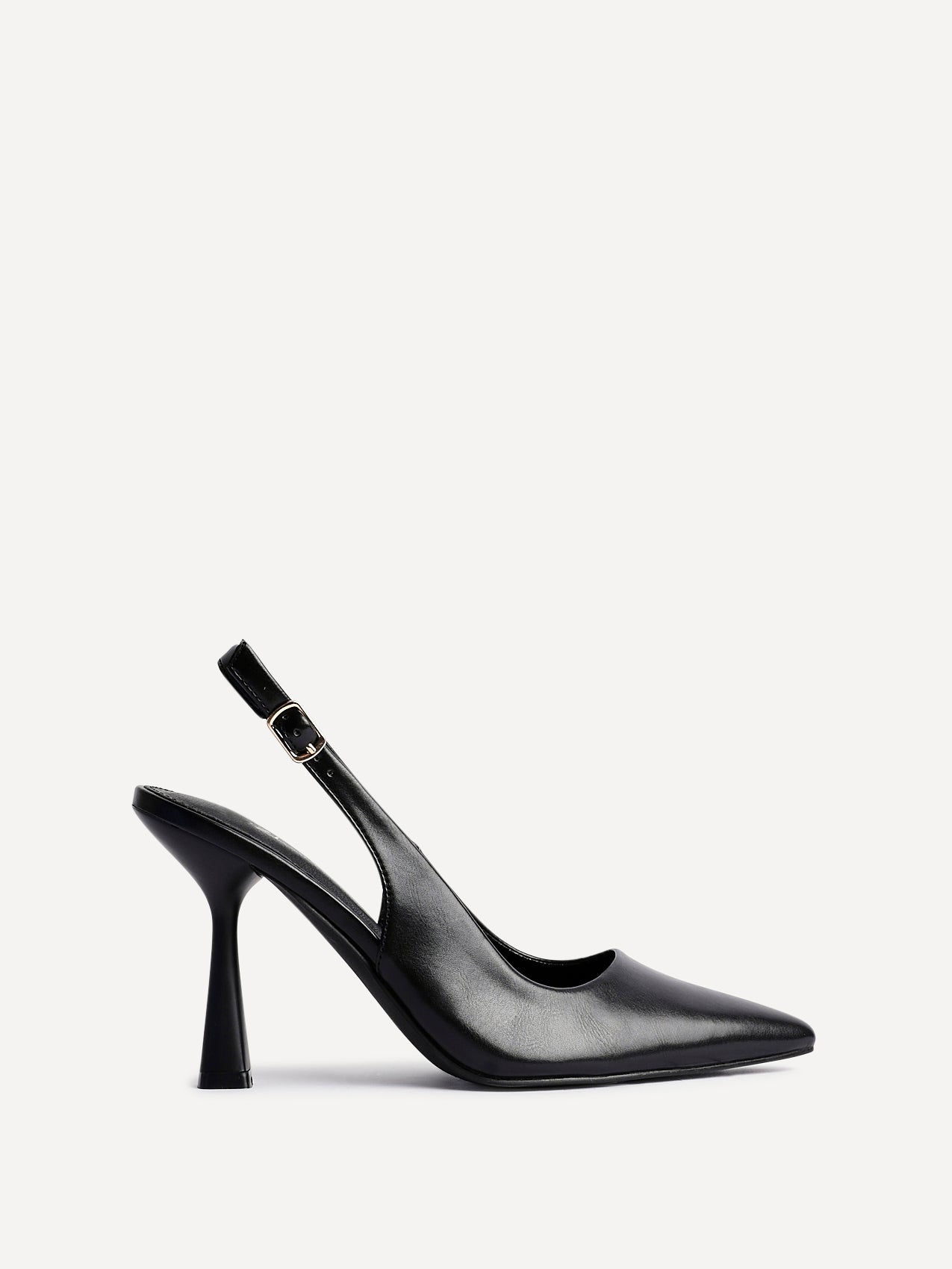 Una Black Lycra Sling Back Court Heels