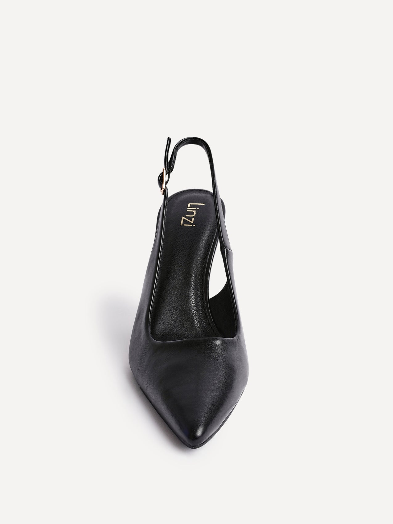 Una Black Lycra Sling Back Court Heels