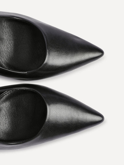Una Black Lycra Sling Back Court Heels