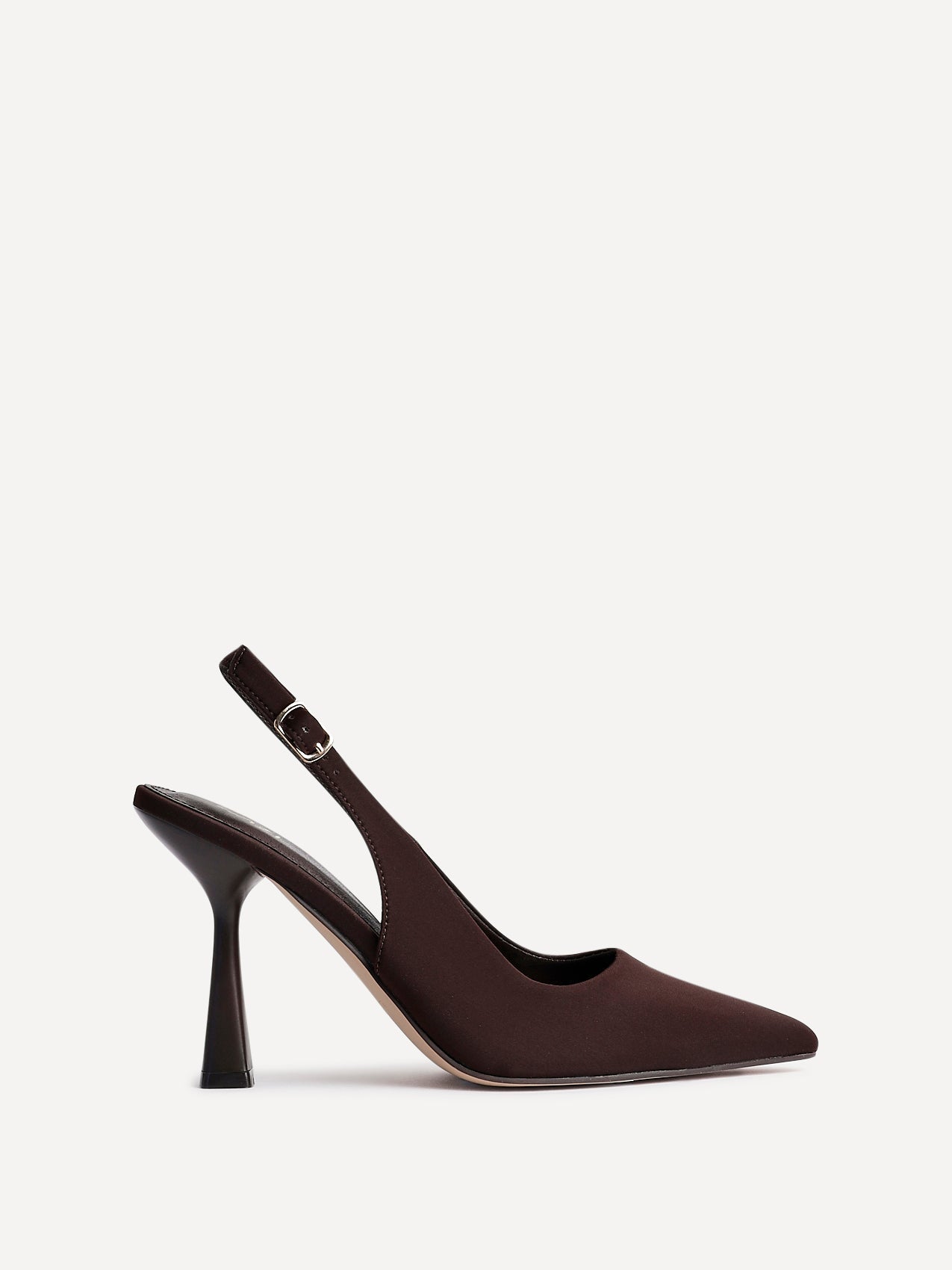 Una Brown Lycra Sling Back Court Heels