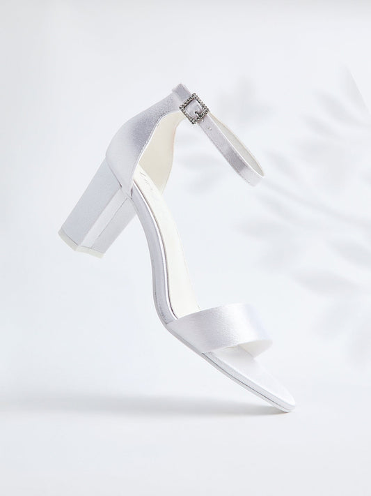 Unite Bridal Ivory Satin Heeled Sandals