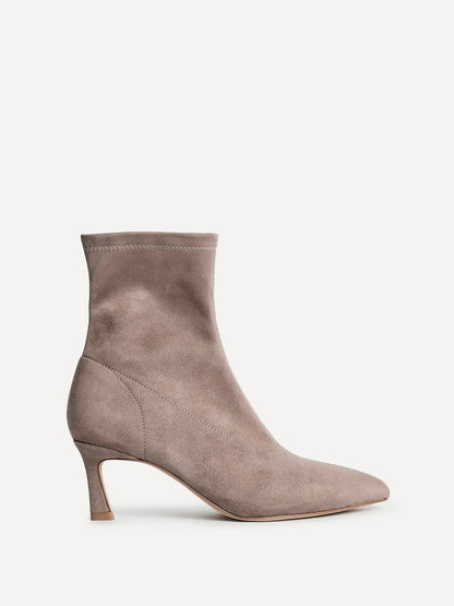 Upgrade Mocha Faux Suede Kitten Heel Sock Boots
