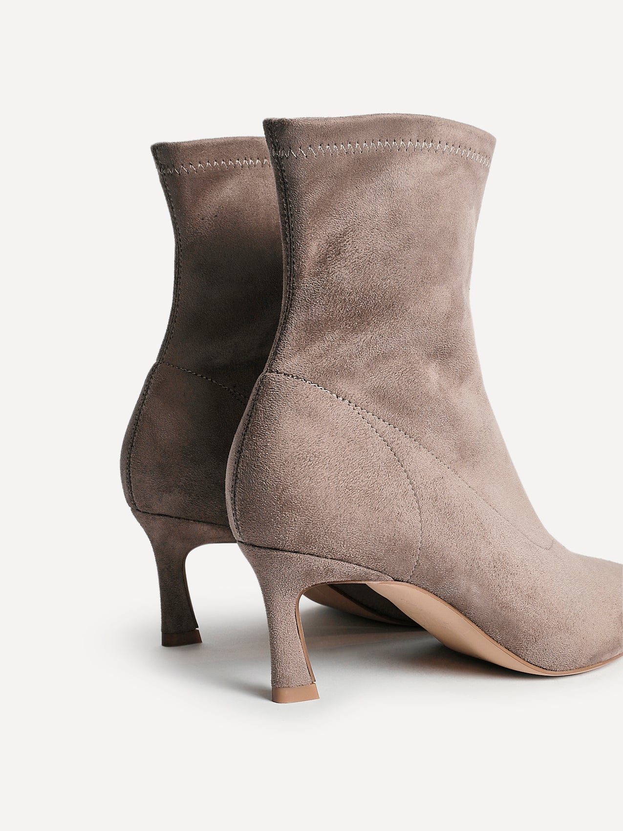 Upgrade Mocha Faux Suede Kitten Heel Sock Boots