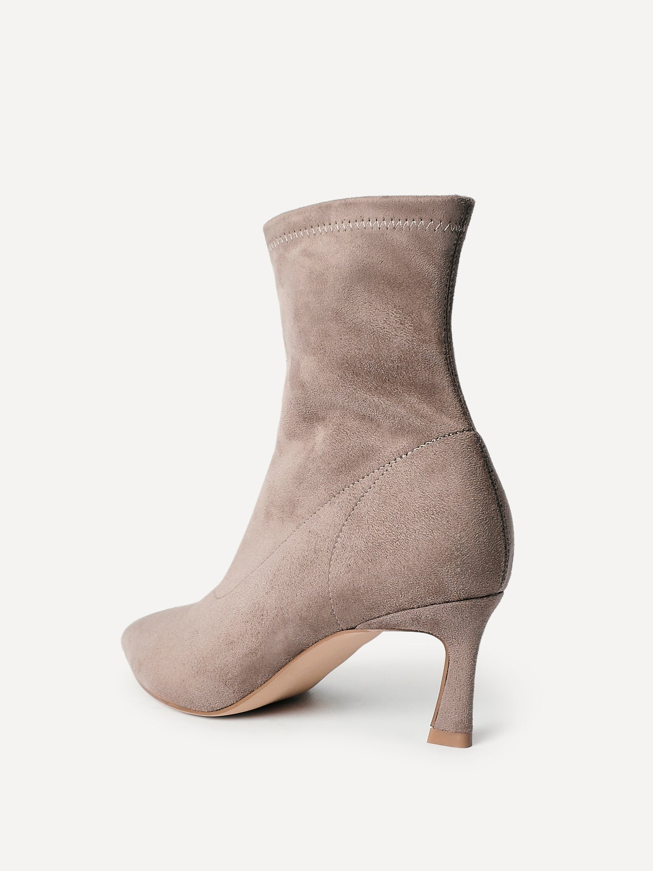 Upgrade Mocha Faux Suede Kitten Heel Sock Boots