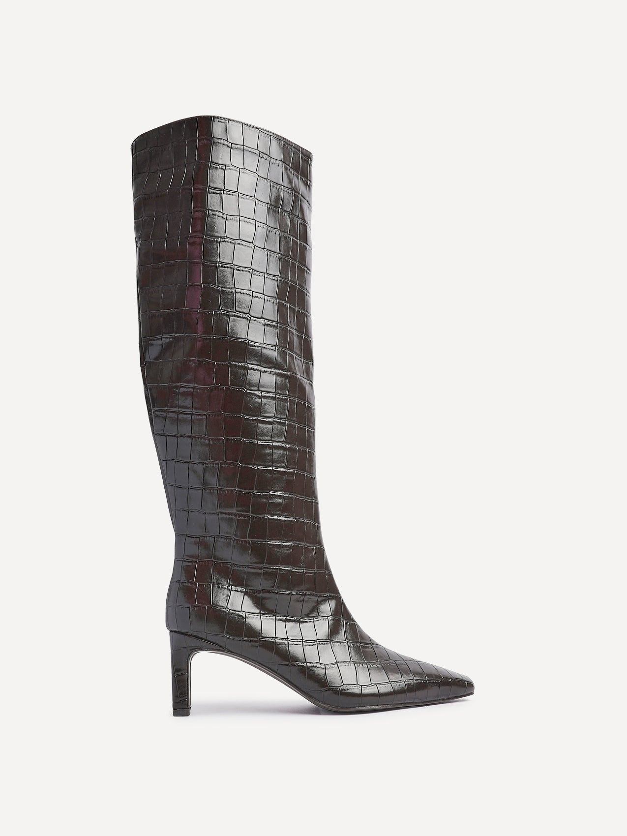 Uptown Brown Croc Long Boots