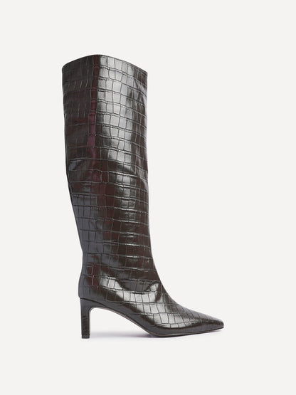Uptown Brown Croc Long Boots