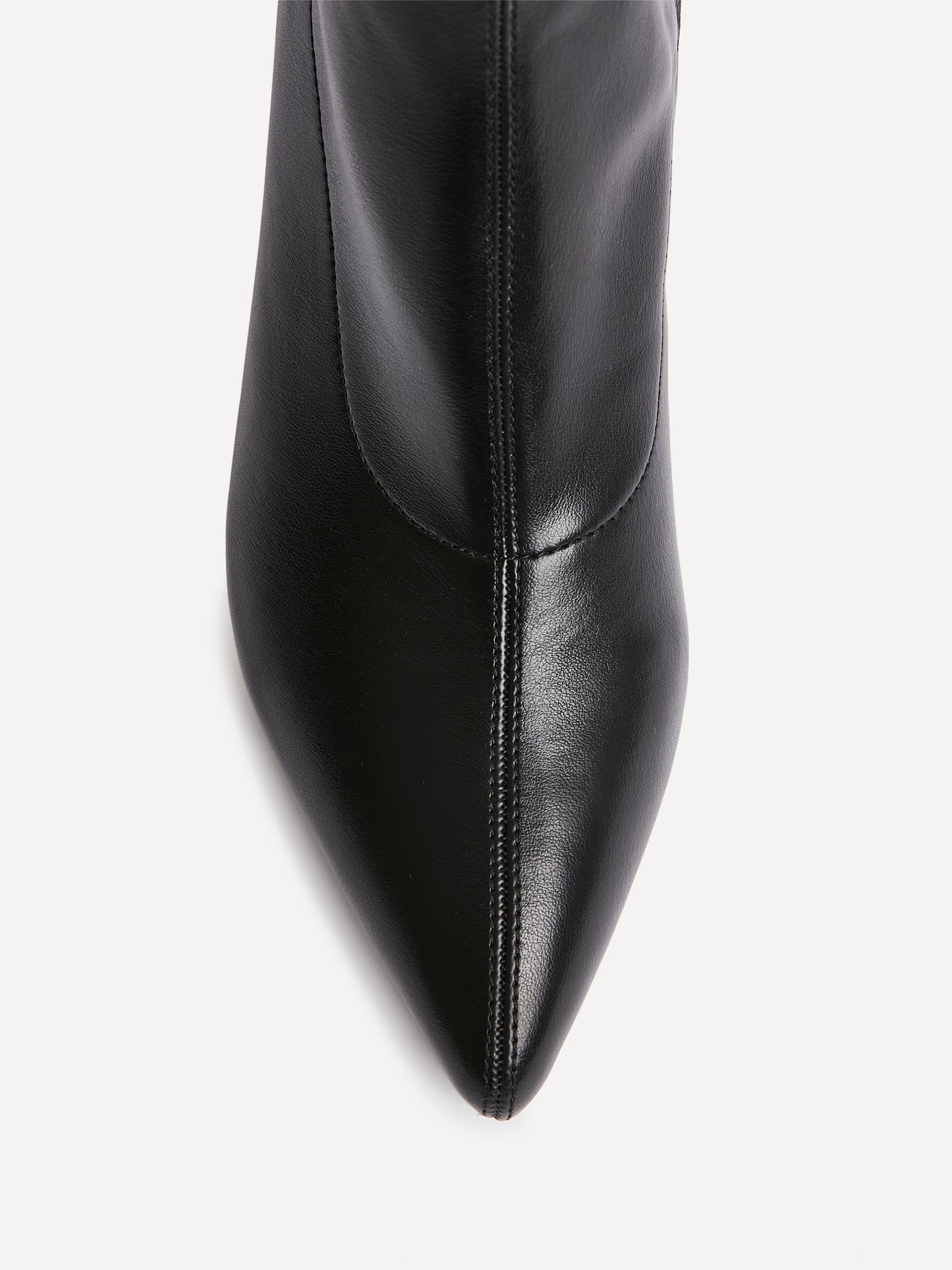 Upgrade Black Faux Leather Kitten Heel Sock Boots