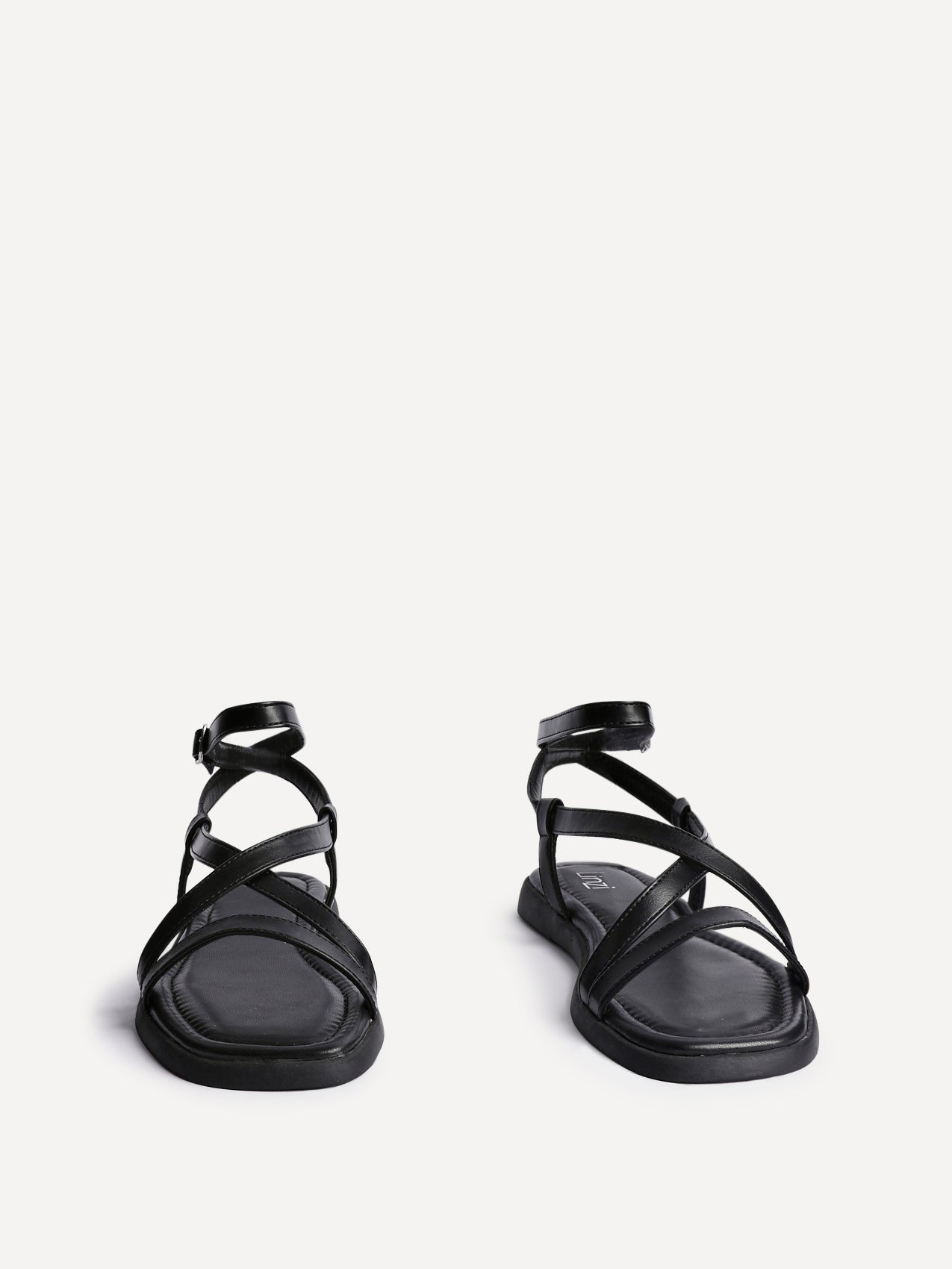 Valor Black Strappy Flat Sandals