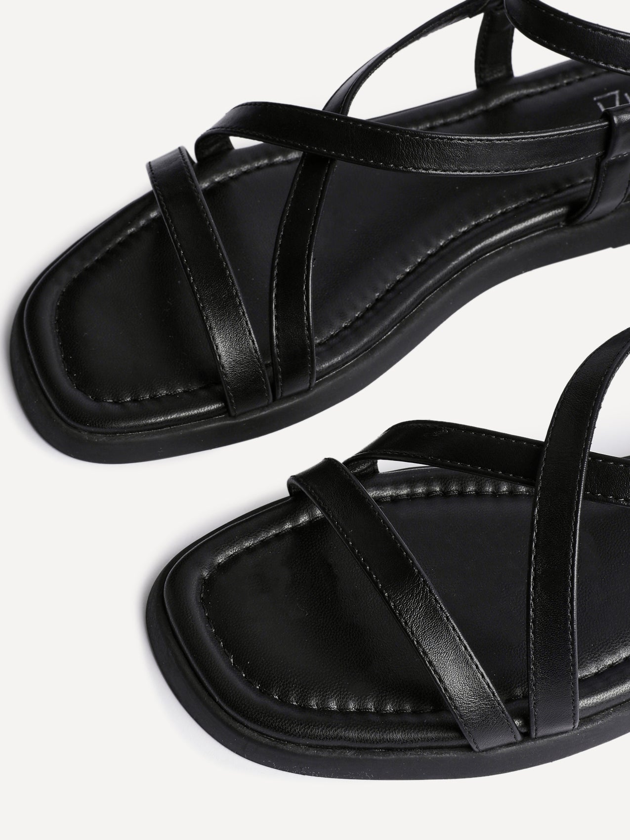 Valor Black Strappy Flat Sandals