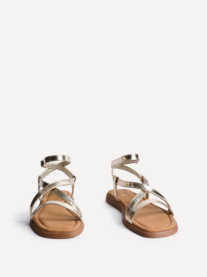 Valor Gold Strappy Flat Sandals