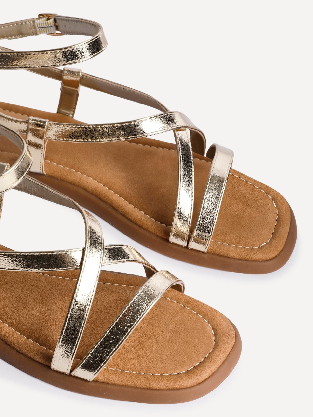 Valor Gold Strappy Flat Sandals