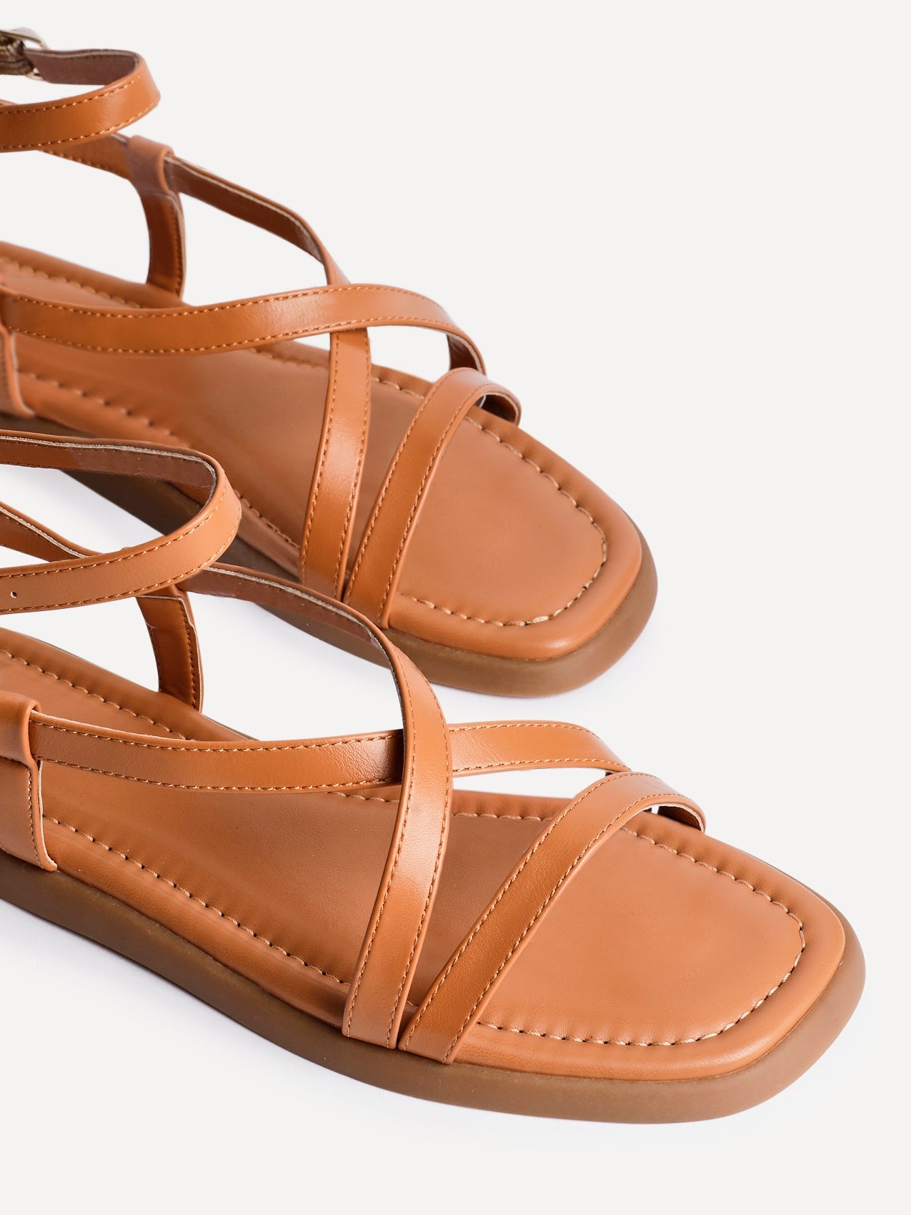 Valor Tan Strappy Flat Sandals