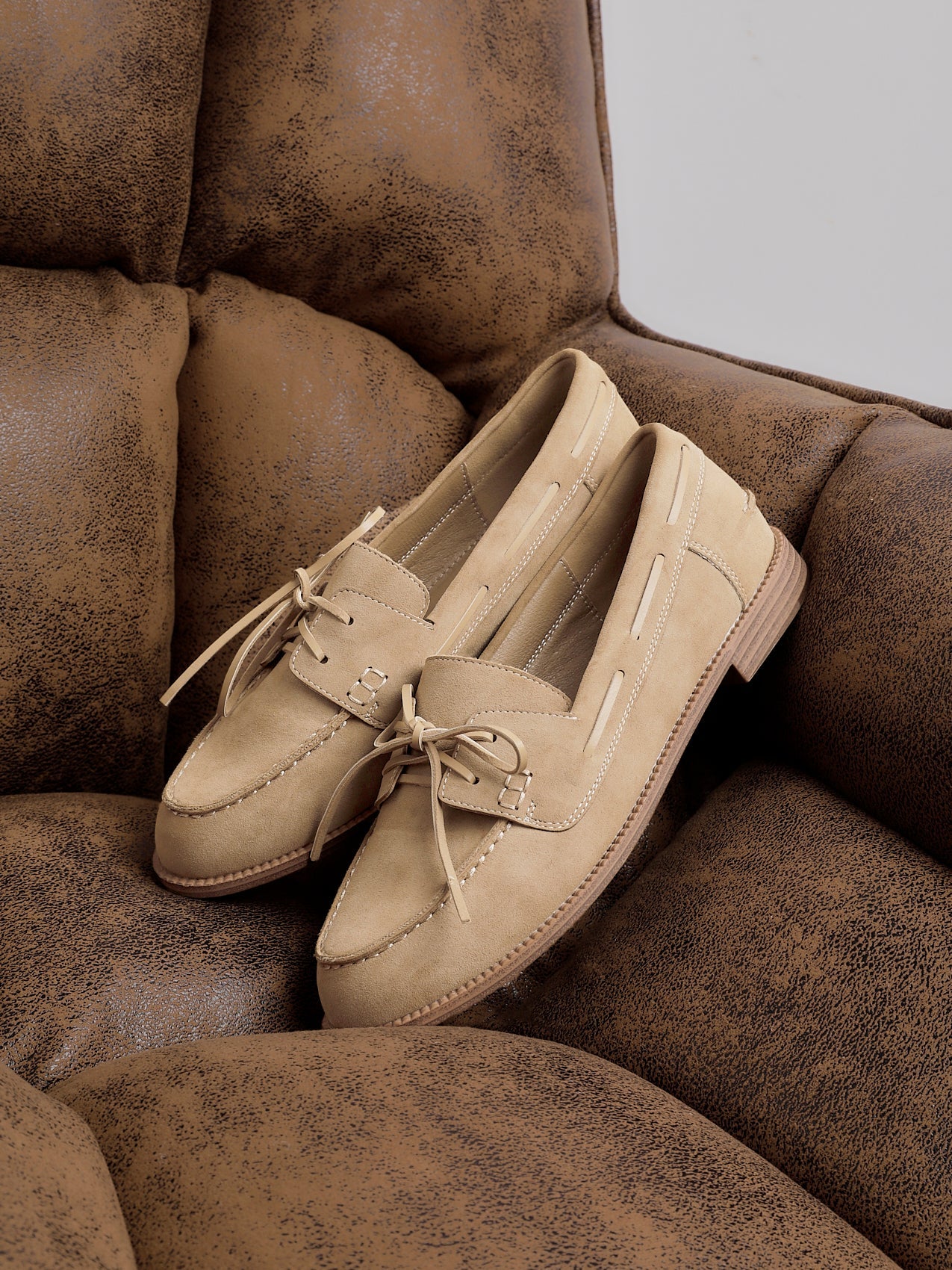 Vanish Beige Faux Suede Loafers