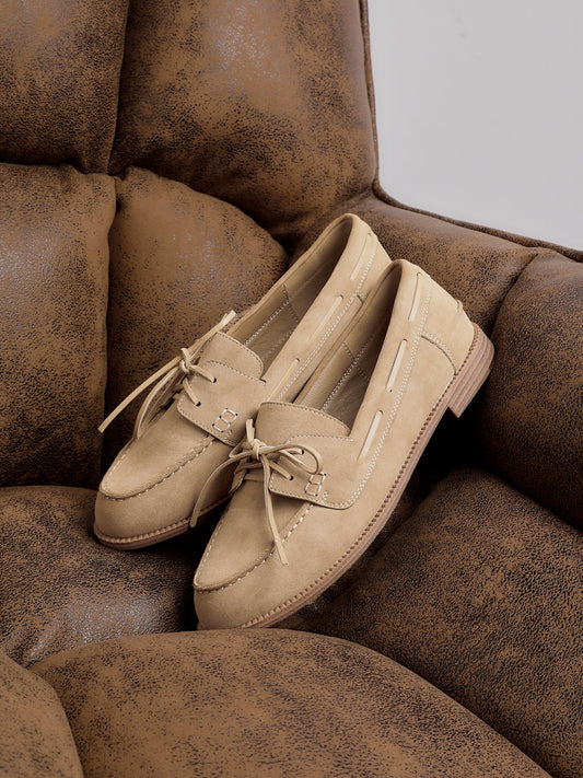 Vanish Beige Faux Suede Loafers