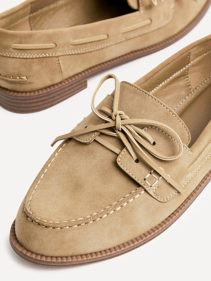 Vanish Beige Faux Suede Loafers