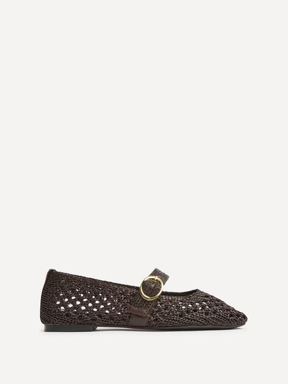 Verona Brown Handwoven Mary Jane Pumps