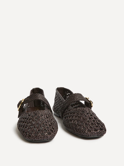 Verona Brown Handwoven Mary Jane Pumps