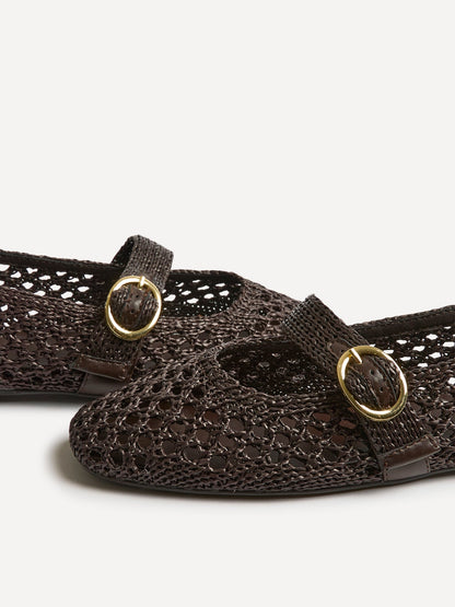 Verona Brown Handwoven Mary Jane Pumps