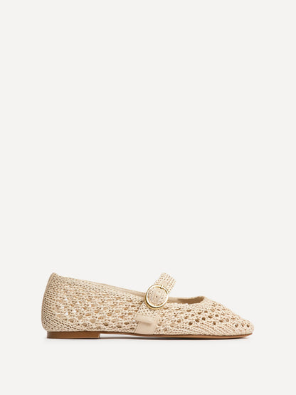 Verona Beige Handwoven Mary Jane Pumps