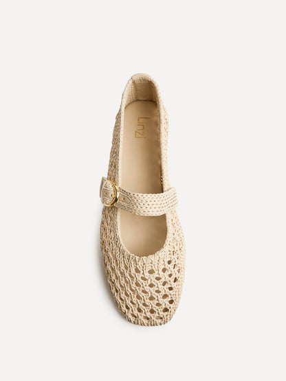 Verona Beige Handwoven Mary Jane Pumps