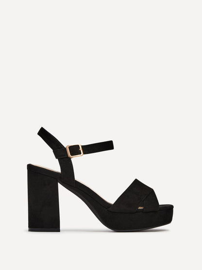 Verony Black Suede Platform Block Heels