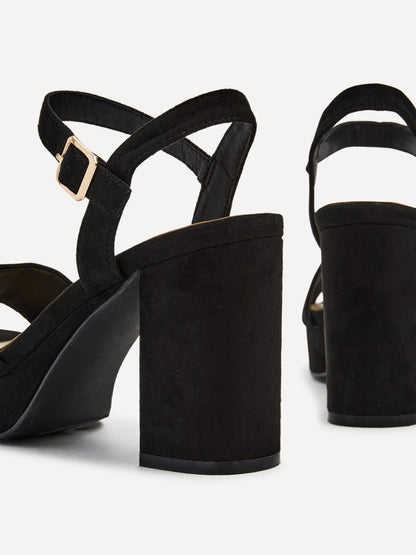Verony Black Suede Platform Block Heels