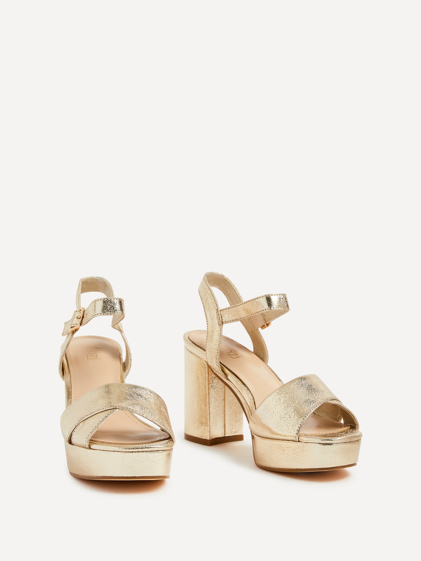 Verony Gold Platform Block Heels
