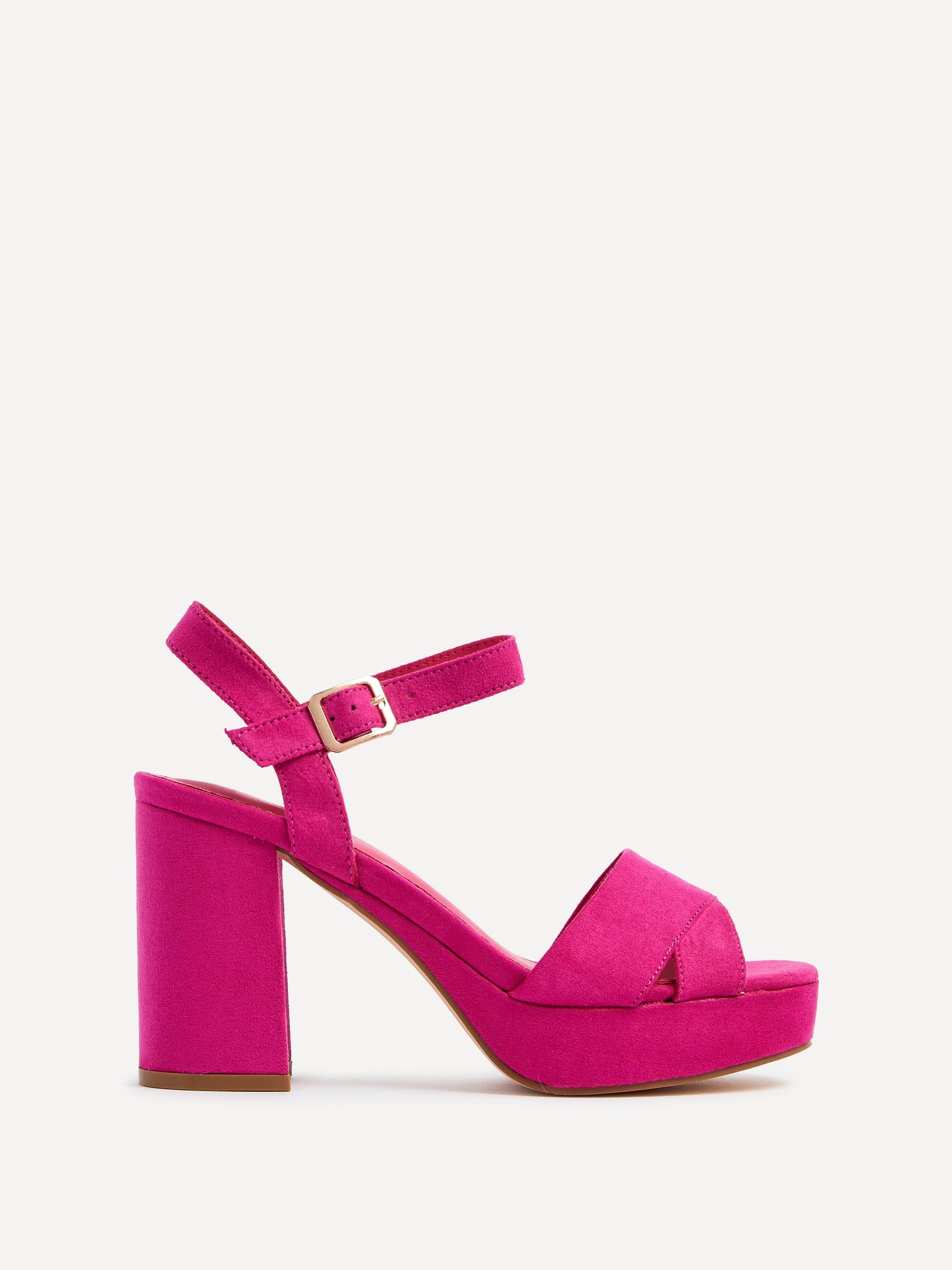 Verony Fuchsia Suede Platform Block Heels