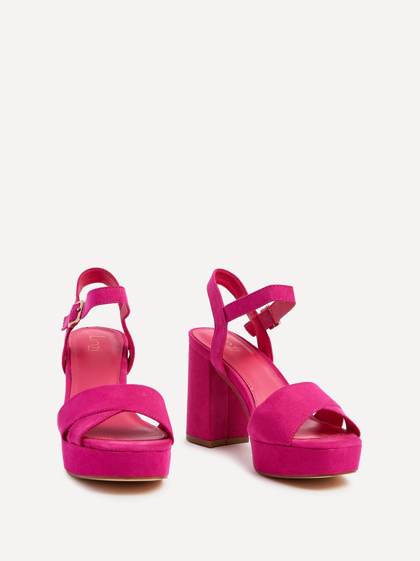 Verony Fuchsia Suede Platform Block Heels