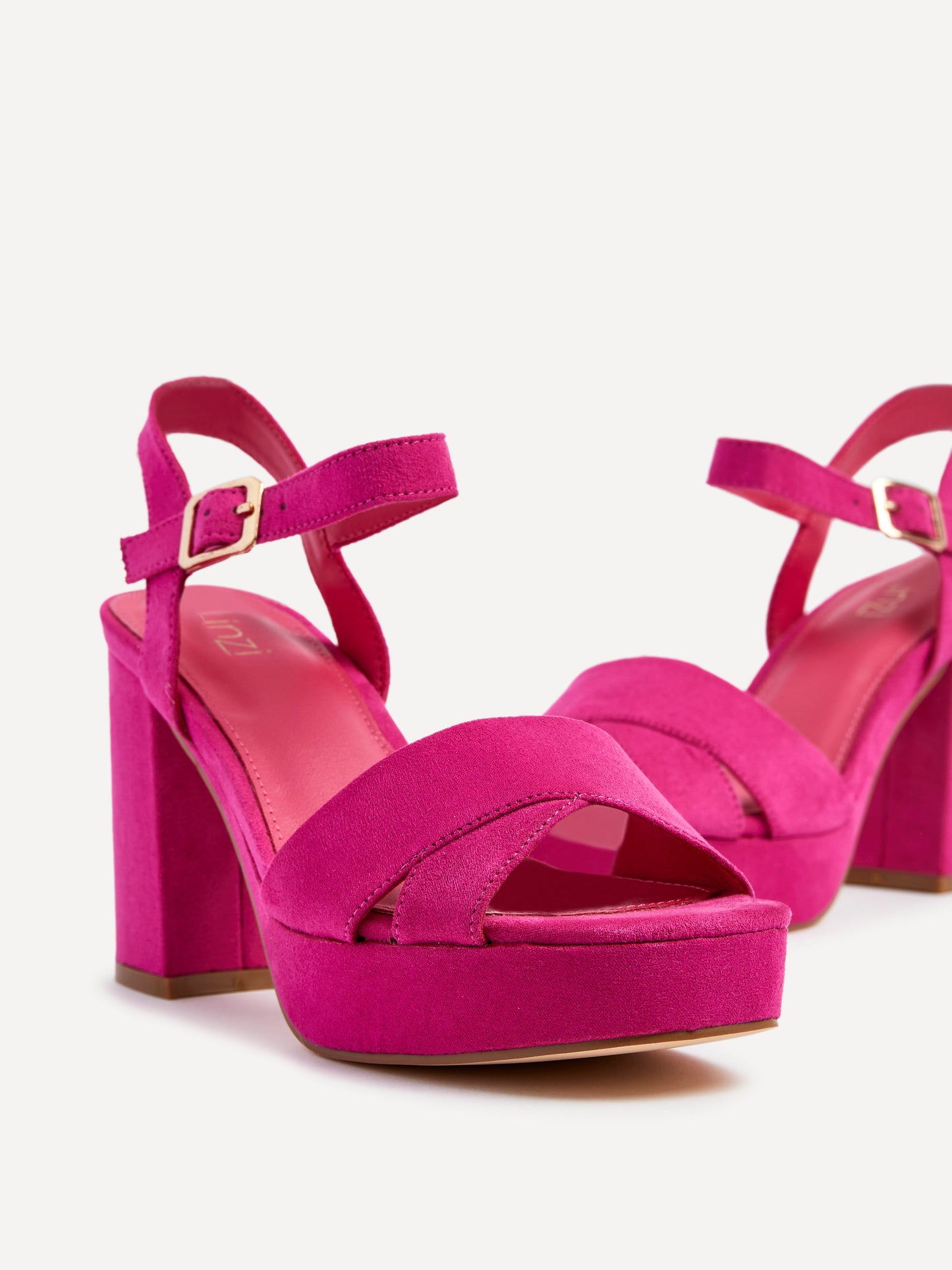 Verony Fuchsia Suede Platform Block Heels