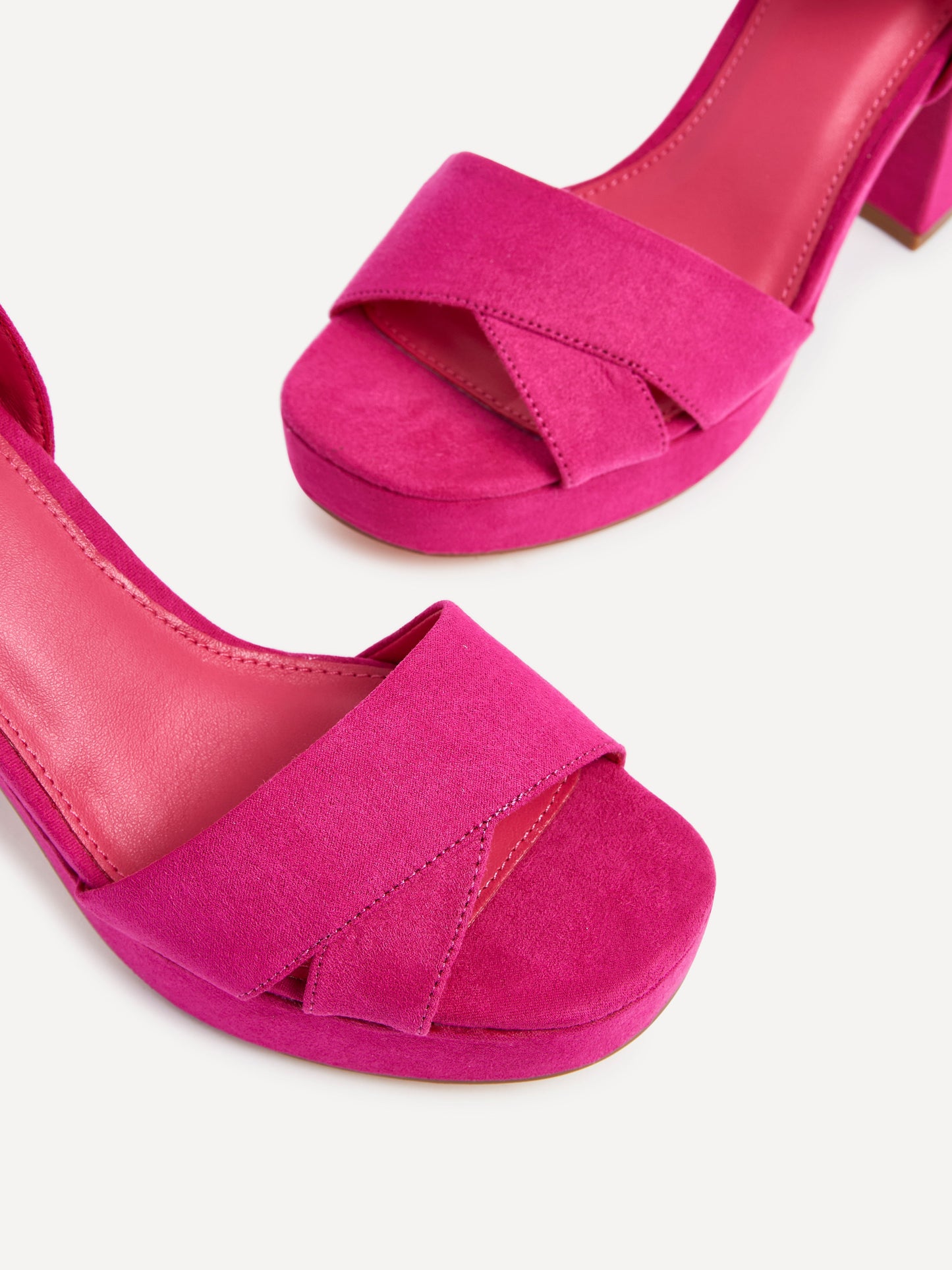 Verony Fuchsia Suede Platform Block Heels