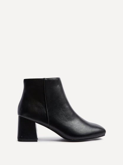Verse Black Faux Leather Ankle Boots