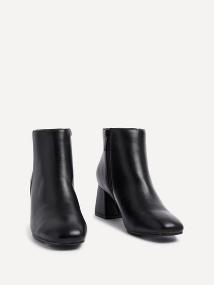 Verse Black Faux Leather Ankle Boots