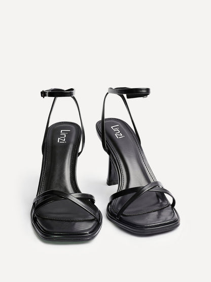 Verve Black Faux Leather Crossover Stiletto Heel
