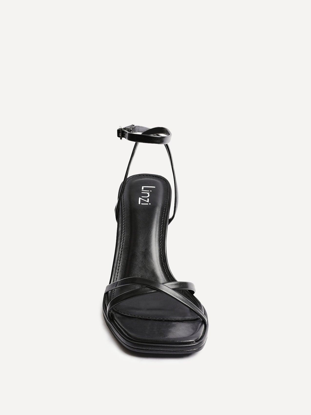 Verve Black Faux Leather Crossover Stiletto Heel