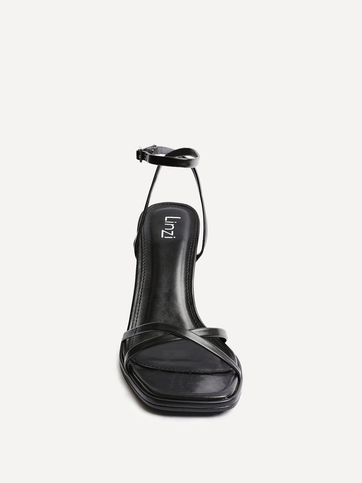 Verve Black Faux Leather Crossover Stiletto Heel