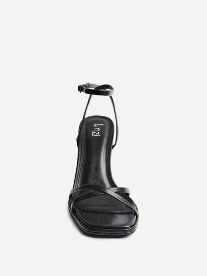 Verve Black Faux Leather Crossover Stiletto Heel
