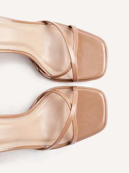 Verve Tan Faux Leather Crossover Stiletto Heel
