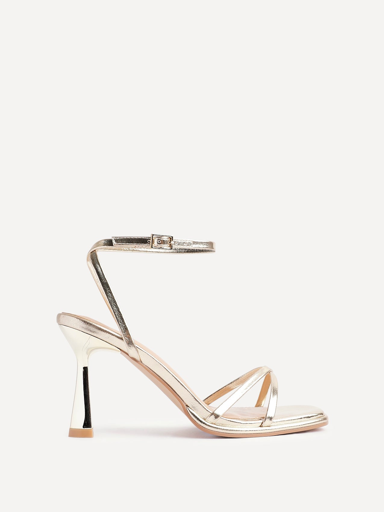 Verve Gold Faux Leather Crossover Stiletto Heel